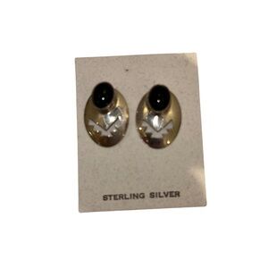 Elegant Sterling Silver and Black Earrings